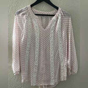 Counterparts Women’s Chic Lace-Trimmed Bohemian White/Red‎ Blouse Size Medium